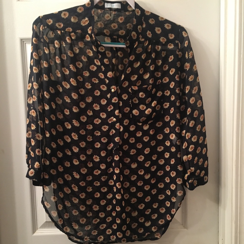 Navy flower blouse